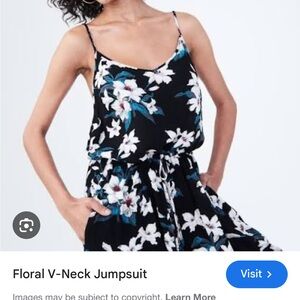 Aeropostale Black Floral Jumpsuit